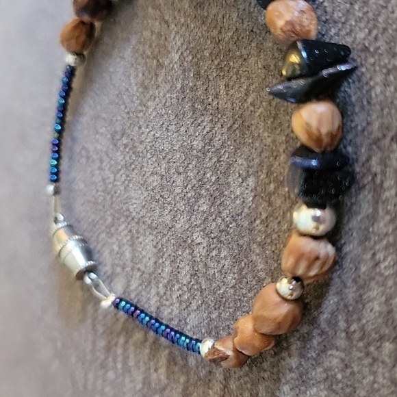 HANDMADE Navajo Black Sunstone Ghost Beaded Protection Bracelet - Picture 3 of 4